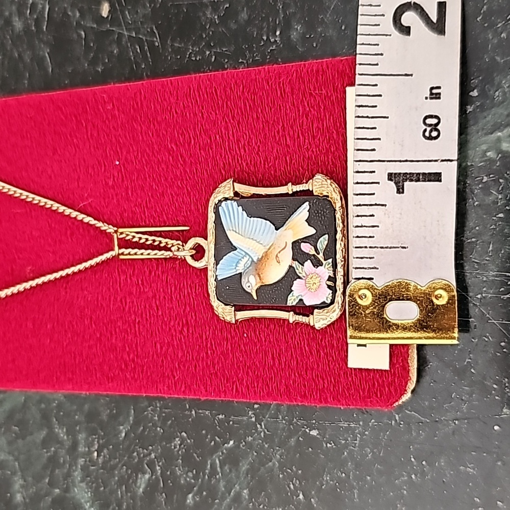 Vintage Stratton Arita Hand Painted Porcelain Gold Plated Chain Necklace - Picture 7 of 10